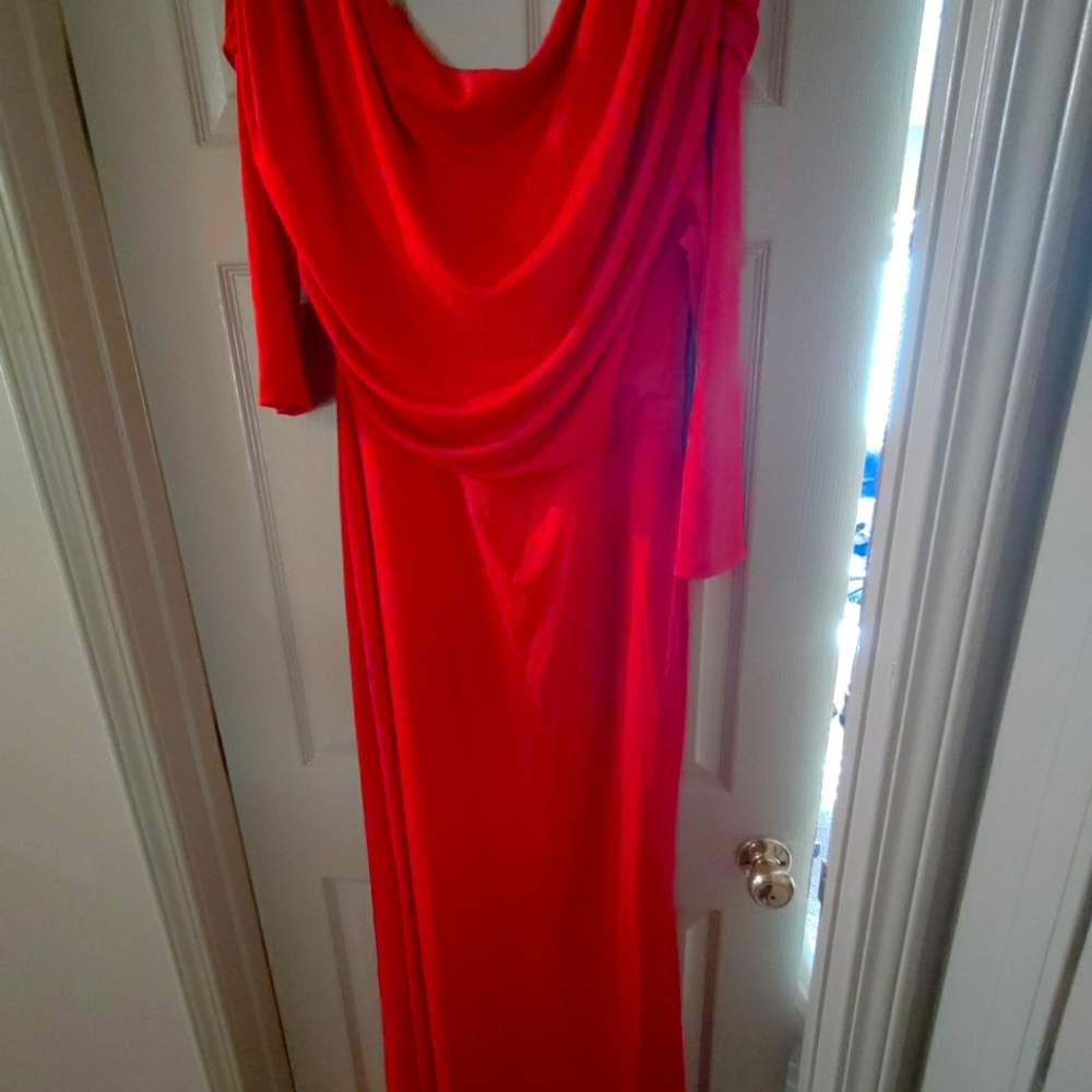 Red long length dress